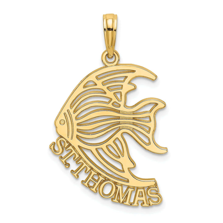 Lovely Rita's Pendants & Charms 14K Yellow Gold Polished Finish Saint Thomas Cut Out Angelfish Design Charm Pendant