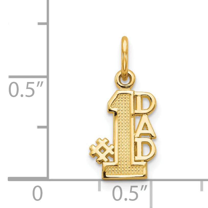 Lovely Rita's Pendants & Charms 14k Yellow Gold Polished Finish Script #1 DAD Vertical Shape Design Pendant