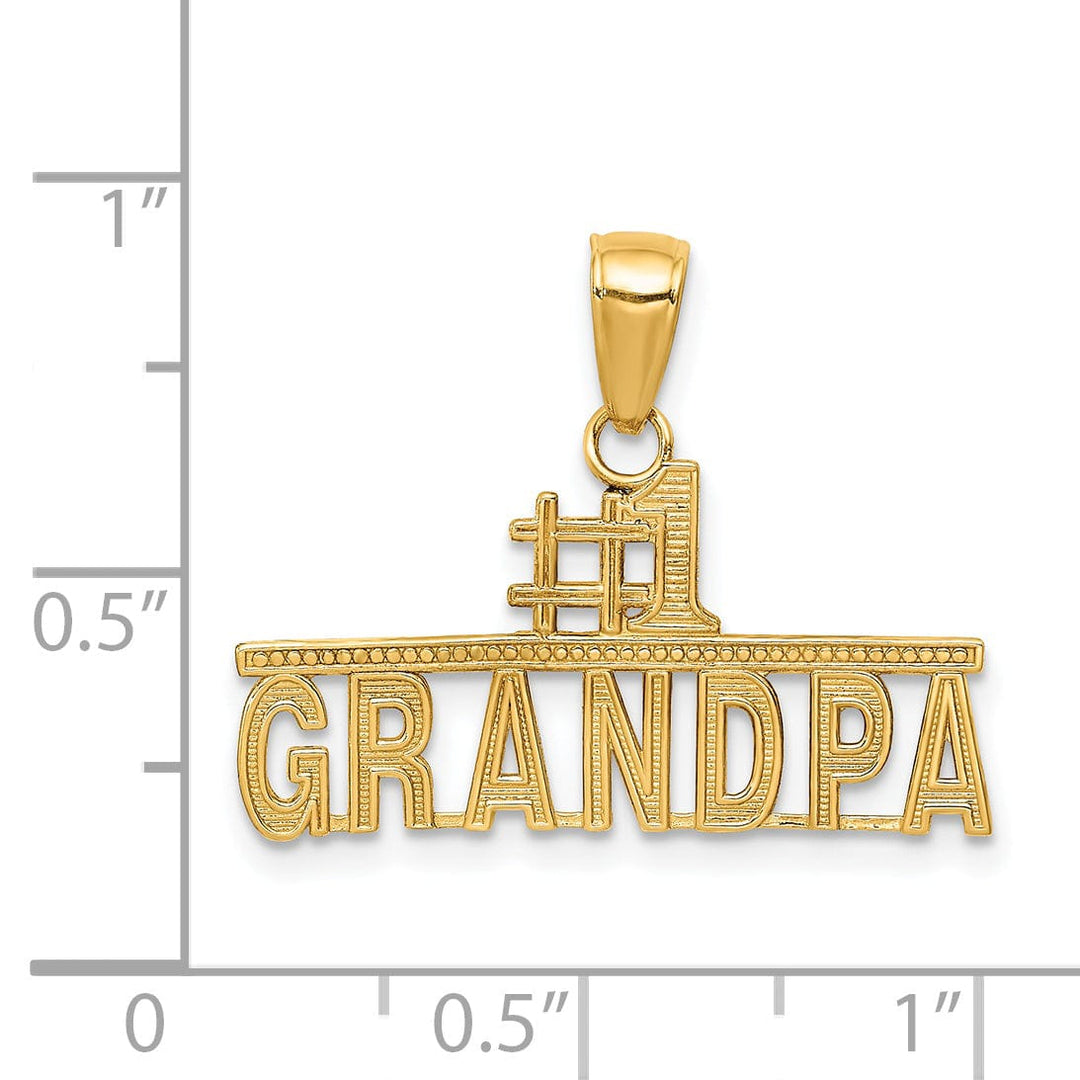 Lovely Rita's Pendants & Charms 14k Yellow Gold Polished Finish Script #1 GRANDPA Charm Pendant
