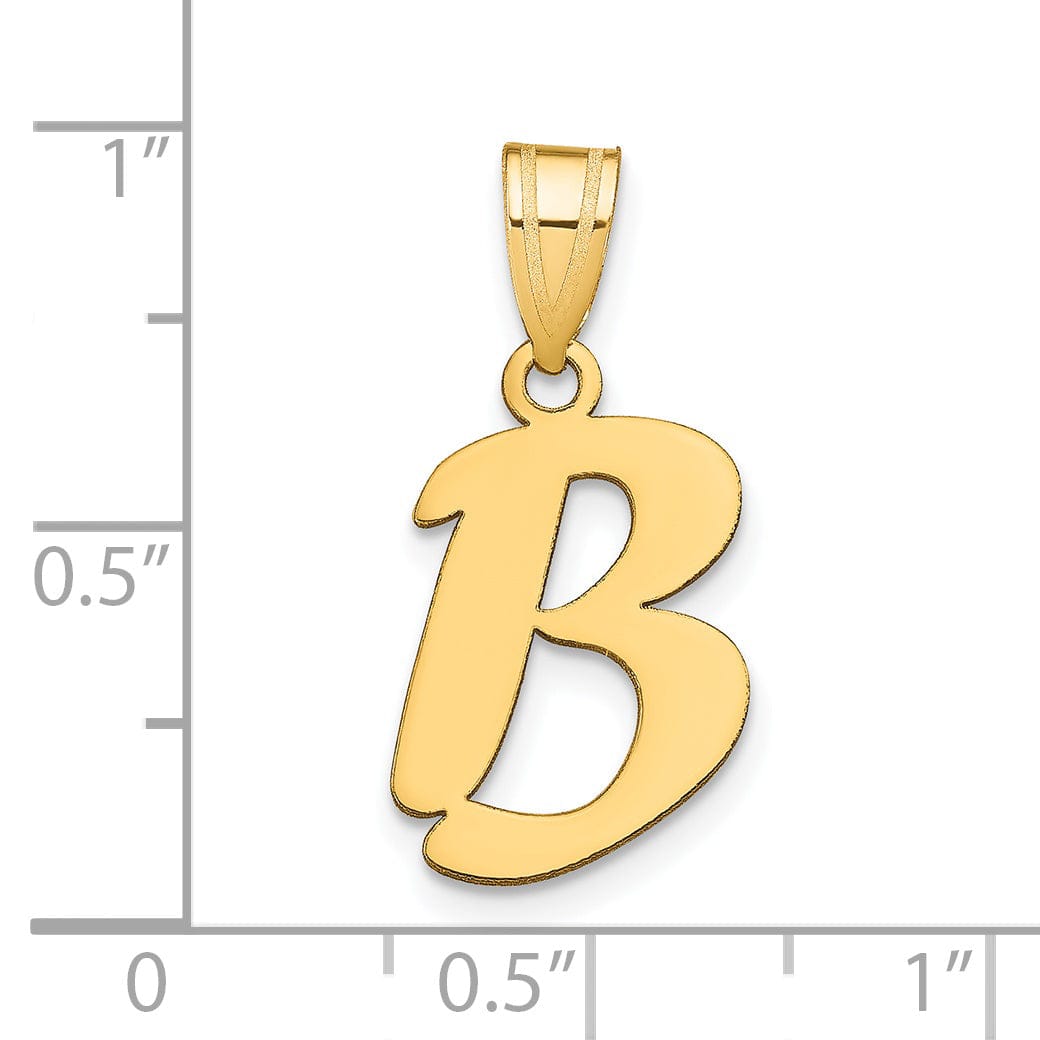 Lovely Rita's Pendants & Charms 14k Yellow Gold Polished Finish Script Design Letter B Initial Pendant