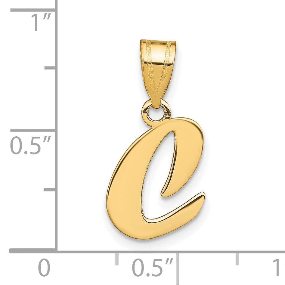 Lovely Rita's Pendants & Charms 14k Yellow Gold Polished Finish Script Design Letter C Initial Pendant