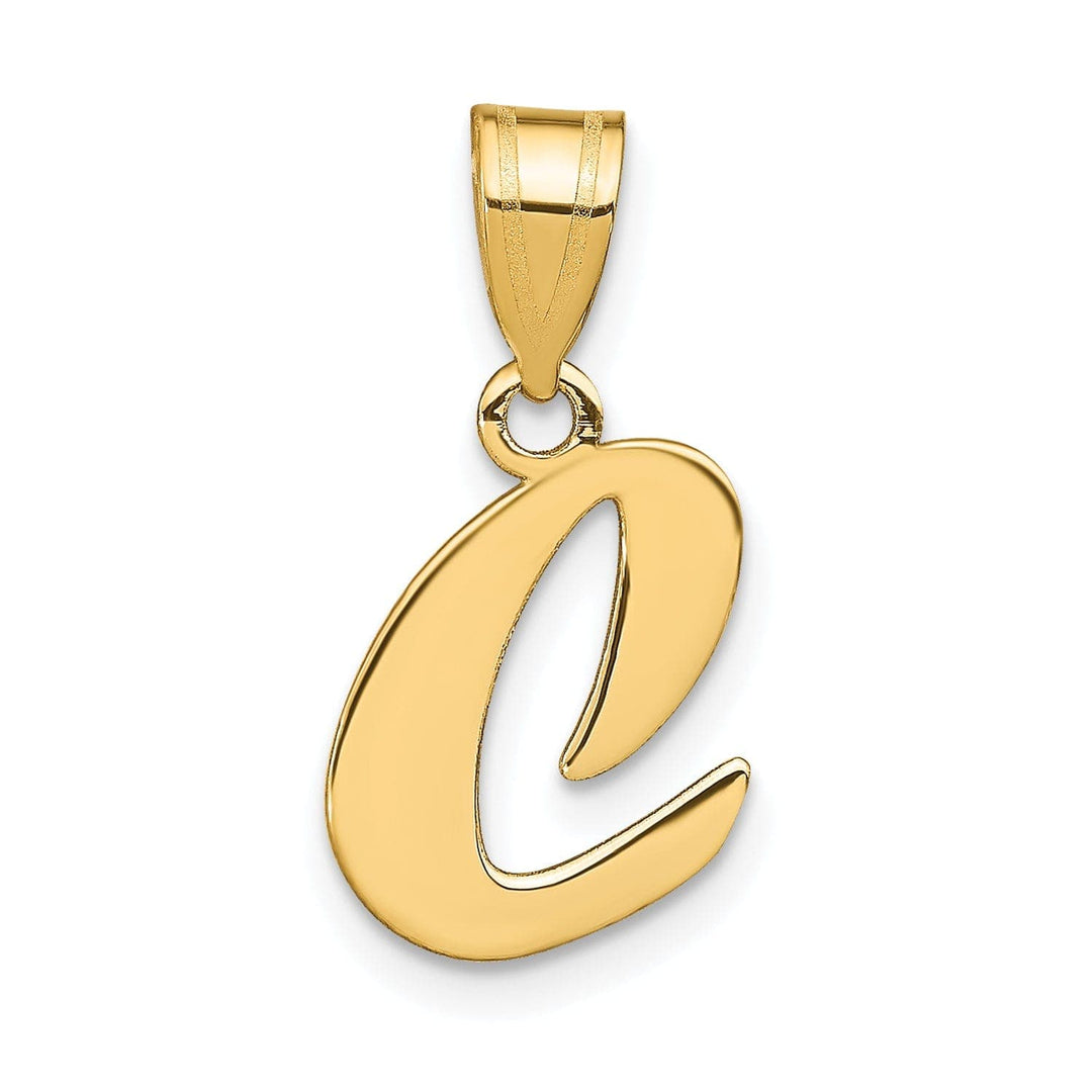 Lovely Rita's Pendants & Charms 14k Yellow Gold Polished Finish Script Design Letter C Initial Pendant