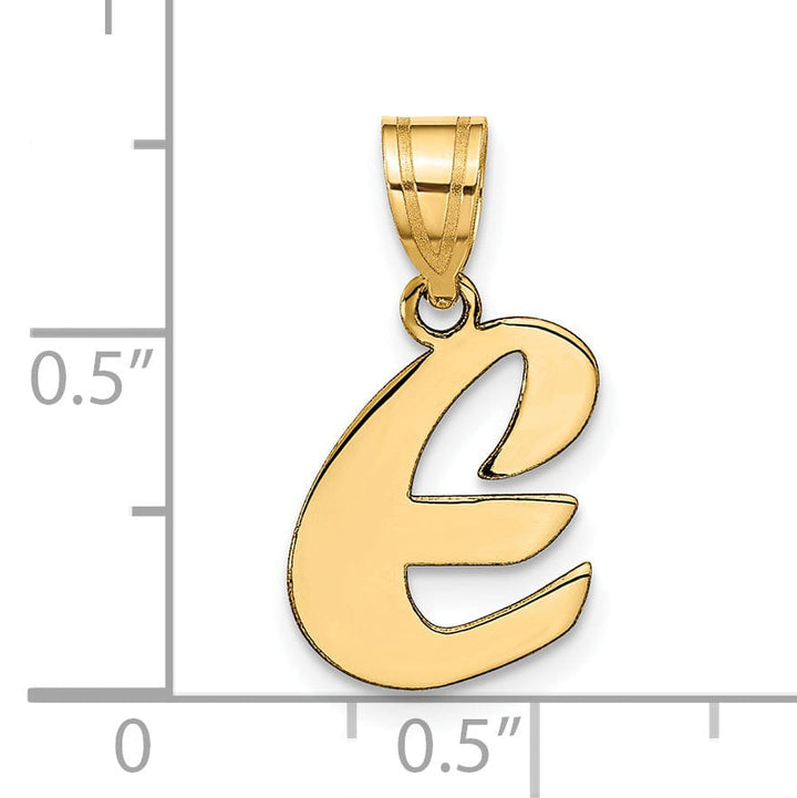 Lovely Rita's Pendants & Charms 14k Yellow Gold Polished Finish Script Design Letter E Initial Pendant
