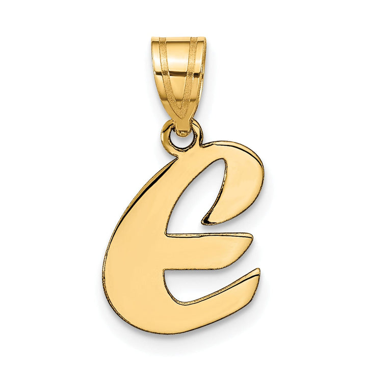 Lovely Rita's Pendants & Charms 14k Yellow Gold Polished Finish Script Design Letter E Initial Pendant
