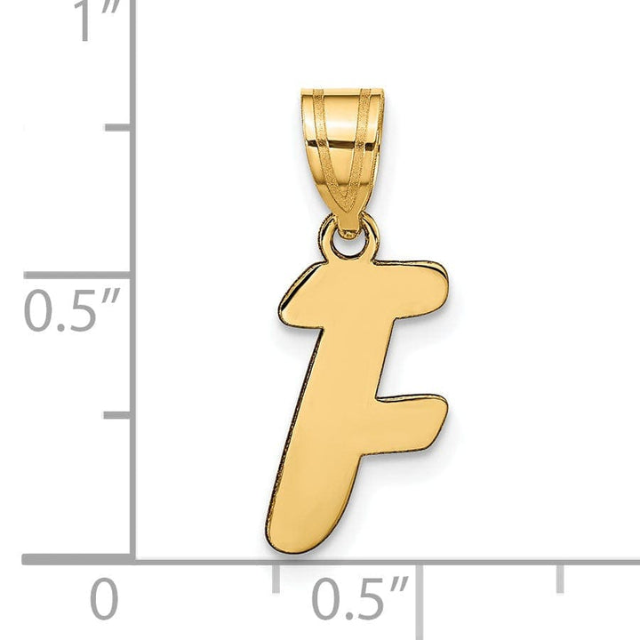 Lovely Rita's Pendants & Charms 14k Yellow Gold Polished Finish Script Design Letter F Initial Pendant