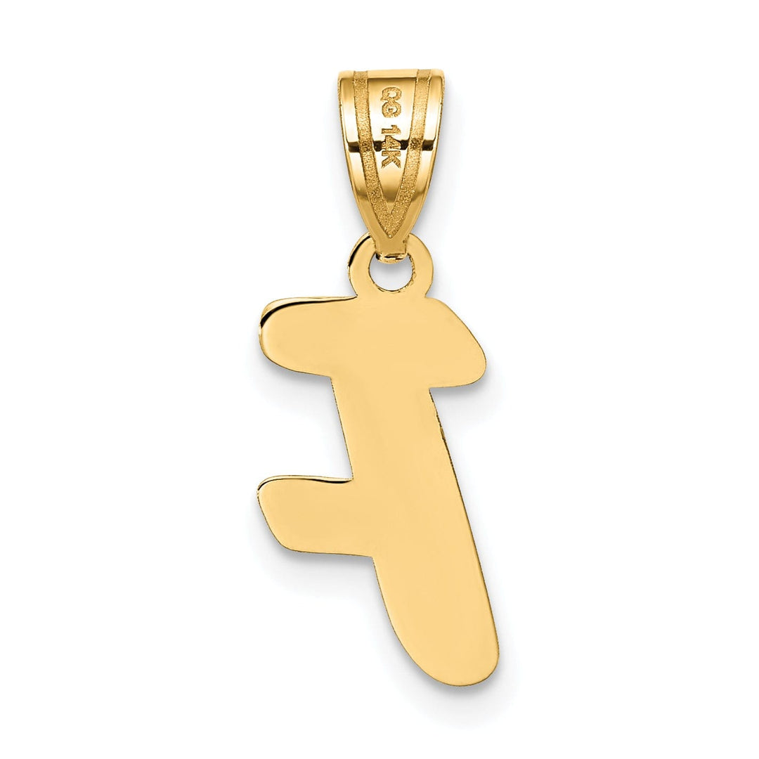 Lovely Rita's Pendants & Charms 14k Yellow Gold Polished Finish Script Design Letter F Initial Pendant