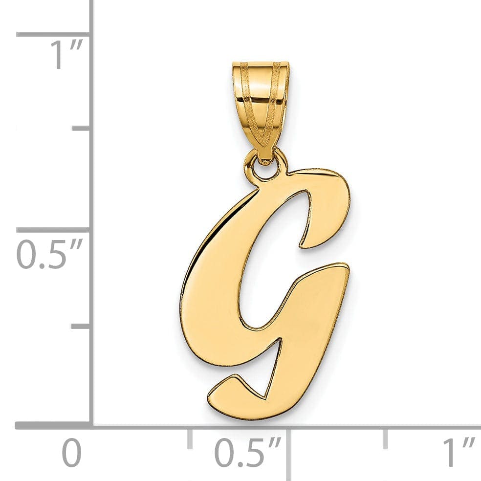 Lovely Rita's Pendants & Charms 14k Yellow Gold Polished Finish Script Design Letter G Initial Pendant