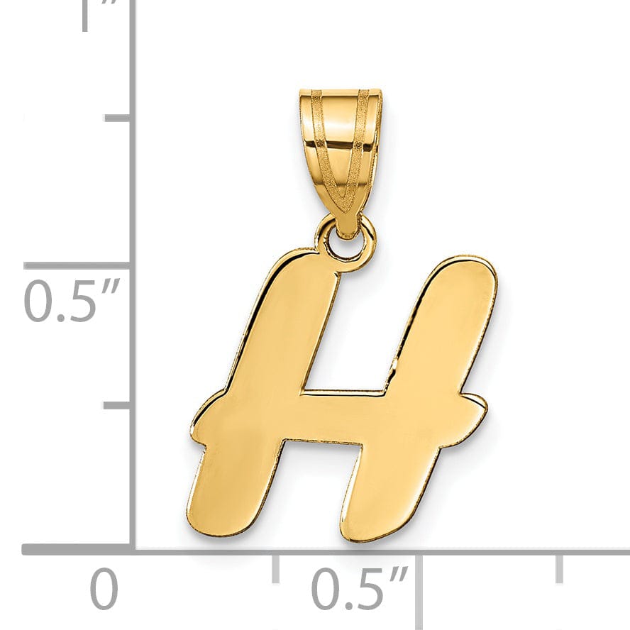 Lovely Rita's Pendants & Charms 14k Yellow Gold Polished Finish Script Design Letter H Initial Pendant