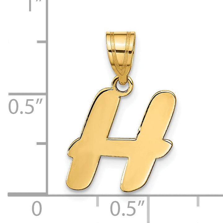 Lovely Rita's Pendants & Charms 14k Yellow Gold Polished Finish Script Design Letter H Initial Pendant