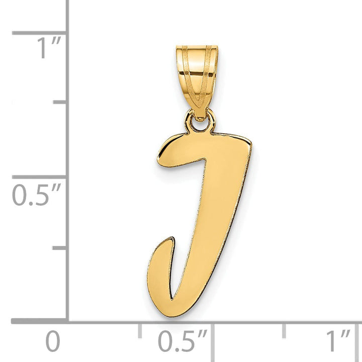 Lovely Rita's Pendants & Charms 14k Yellow Gold Polished Finish Script Design Letter J Initial Pendant