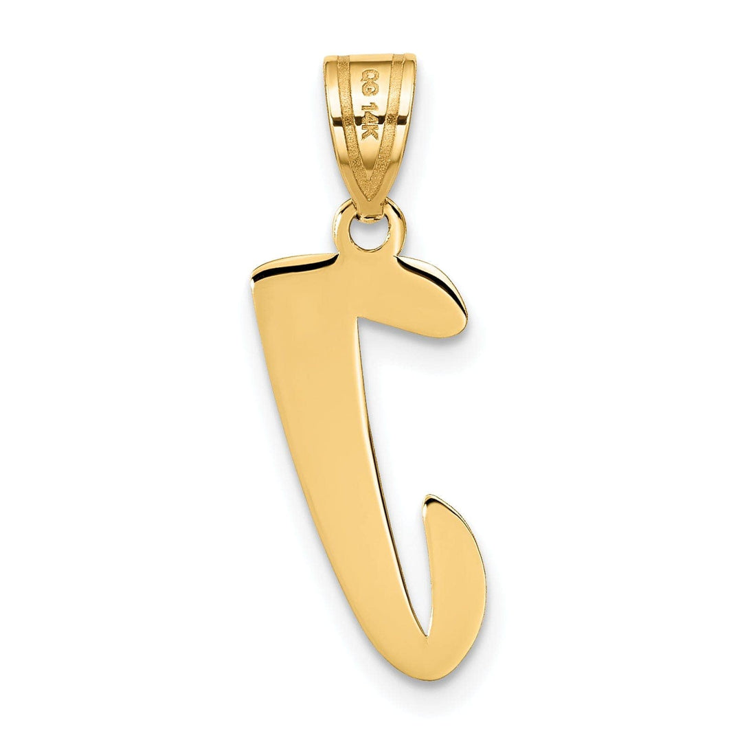 Lovely Rita's Pendants & Charms 14k Yellow Gold Polished Finish Script Design Letter J Initial Pendant