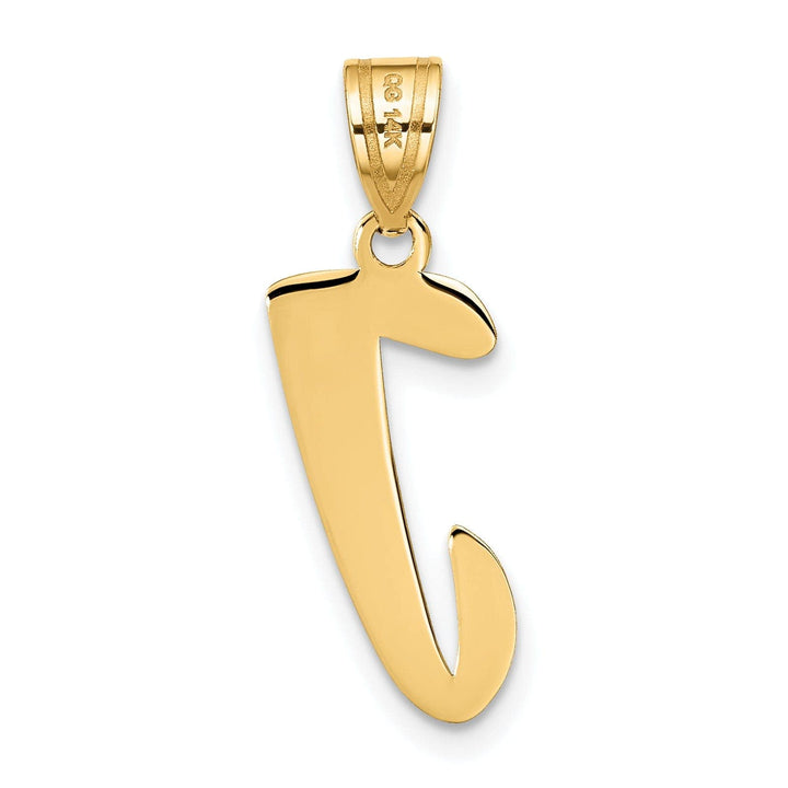 Lovely Rita's Pendants & Charms 14k Yellow Gold Polished Finish Script Design Letter J Initial Pendant