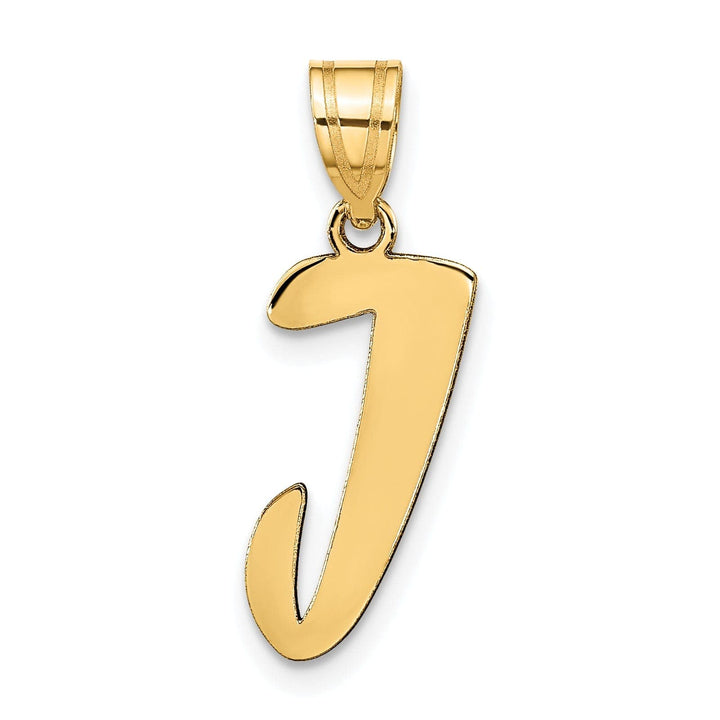 Lovely Rita's Pendants & Charms 14k Yellow Gold Polished Finish Script Design Letter J Initial Pendant