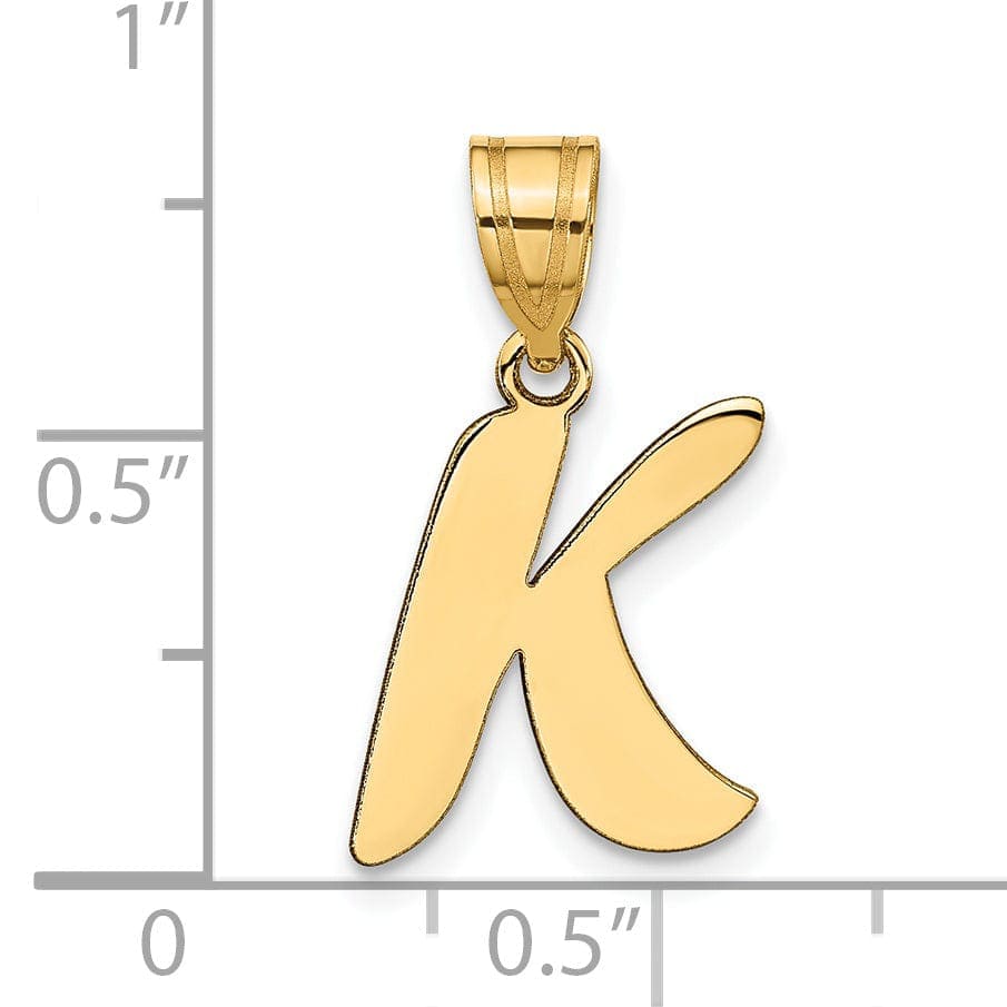 Lovely Rita's Pendants & Charms 14k Yellow Gold Polished Finish Script Design Letter K Initial Pendant