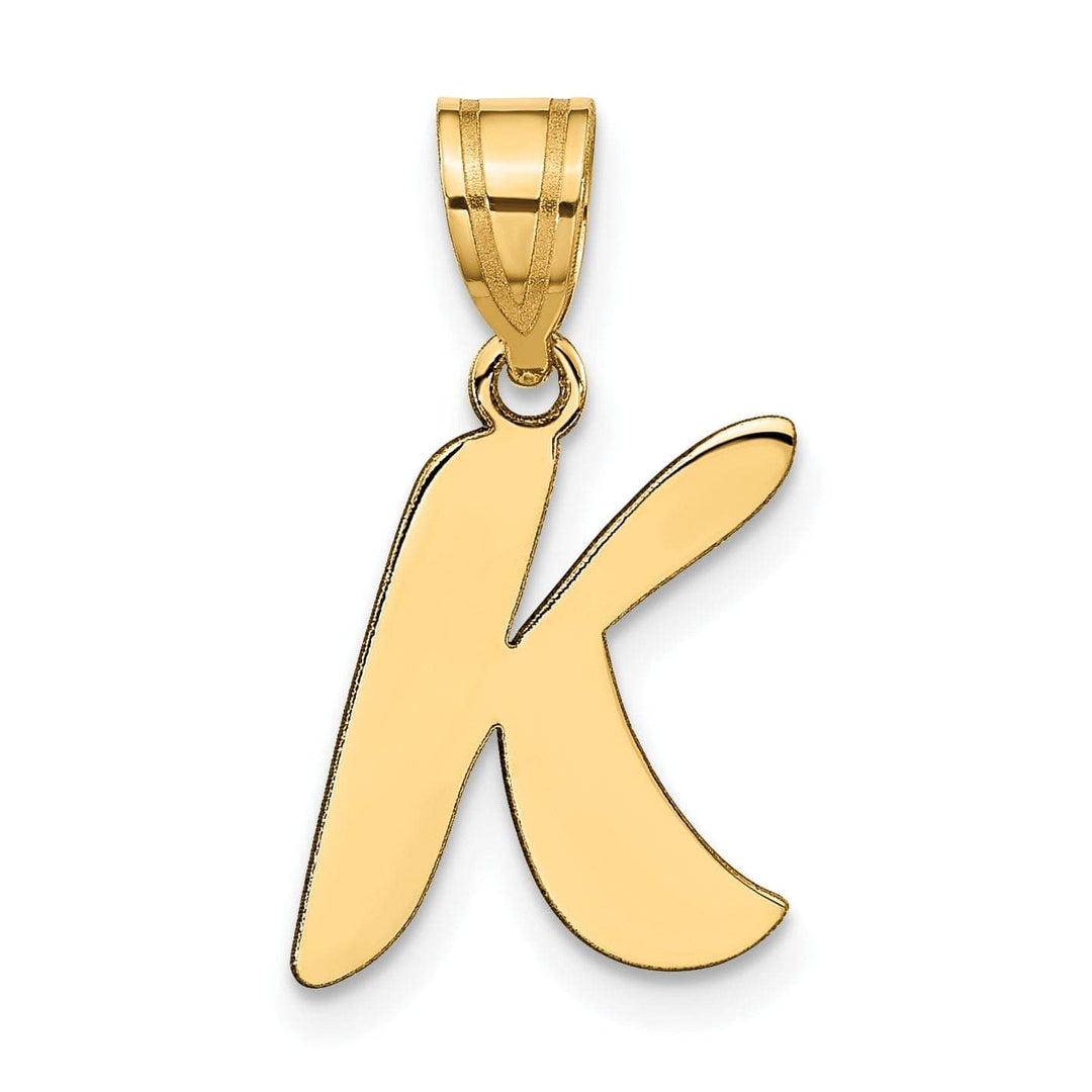 Lovely Rita's Pendants & Charms 14k Yellow Gold Polished Finish Script Design Letter K Initial Pendant