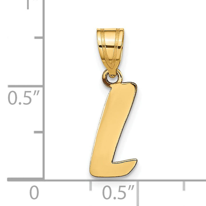 Lovely Rita's Pendants & Charms 14k Yellow Gold Polished Finish Script Design Letter L Initial Pendant