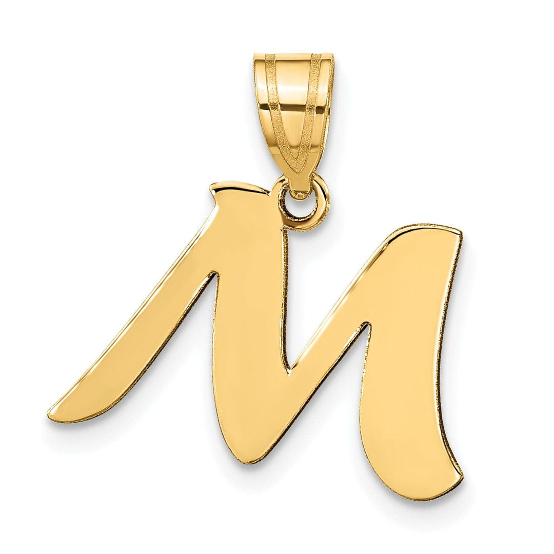Lovely Rita's Pendants & Charms 14k Yellow Gold Polished Finish Script Design Letter M Initial Pendant