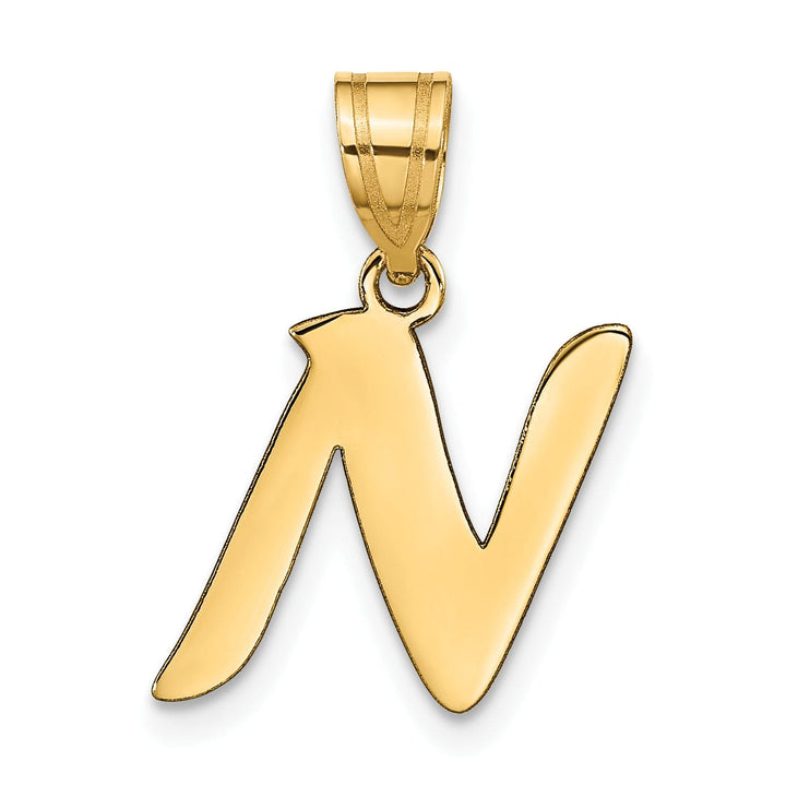 Lovely Rita's Pendants & Charms 14k Yellow Gold Polished Finish Script Design Letter N Initial Pendant