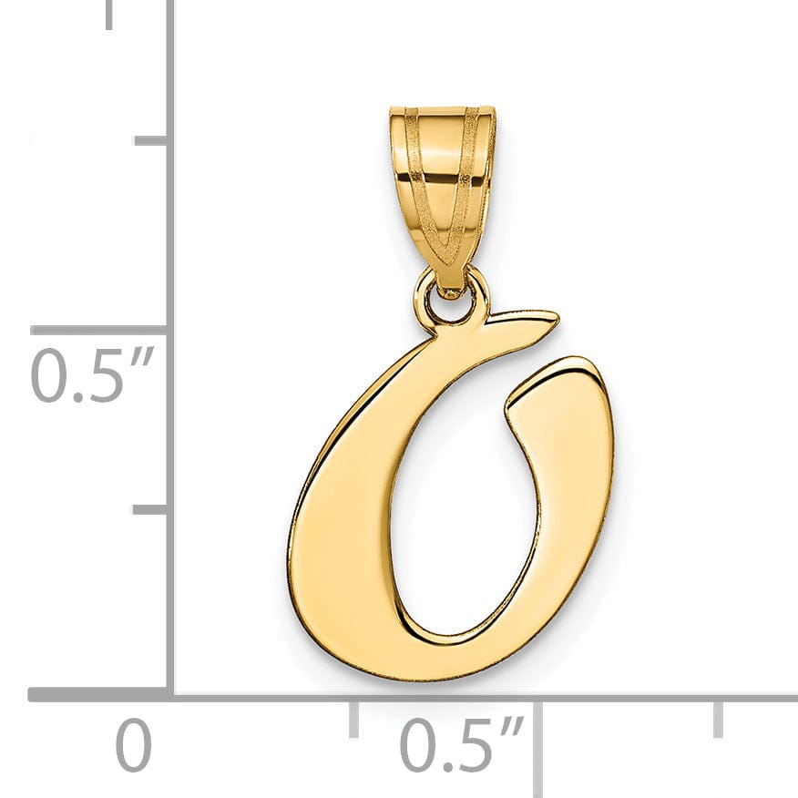 Lovely Rita's Pendants & Charms 14k Yellow Gold Polished Finish Script Design Letter O Initial Pendant