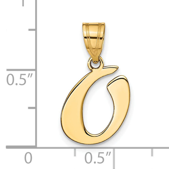 Lovely Rita's Pendants & Charms 14k Yellow Gold Polished Finish Script Design Letter O Initial Pendant