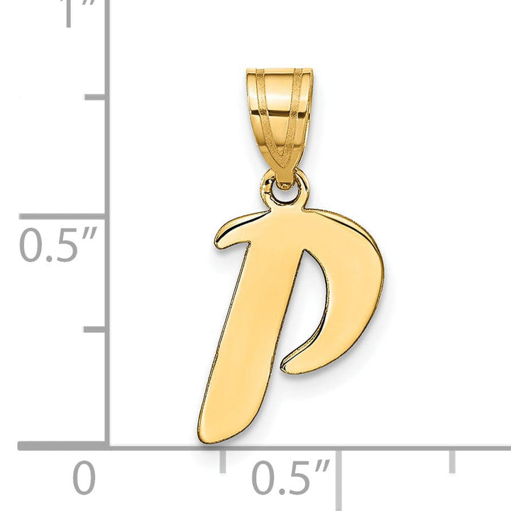 Lovely Rita's Pendants & Charms 14k Yellow Gold Polished Finish Script Design Letter P Initial Pendant