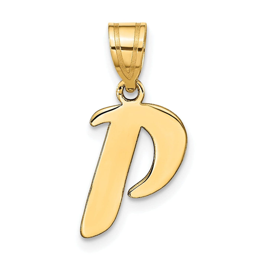 Lovely Rita's Pendants & Charms 14k Yellow Gold Polished Finish Script Design Letter P Initial Pendant