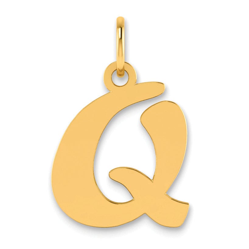 Lovely Rita's Pendants & Charms 14k Yellow Gold Polished Finish Script Design Letter Q Initial Pendant