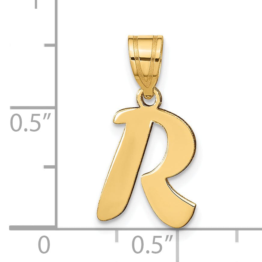 Lovely Rita's Pendants & Charms 14k Yellow Gold Polished Finish Script Design Letter R Initial Pendant