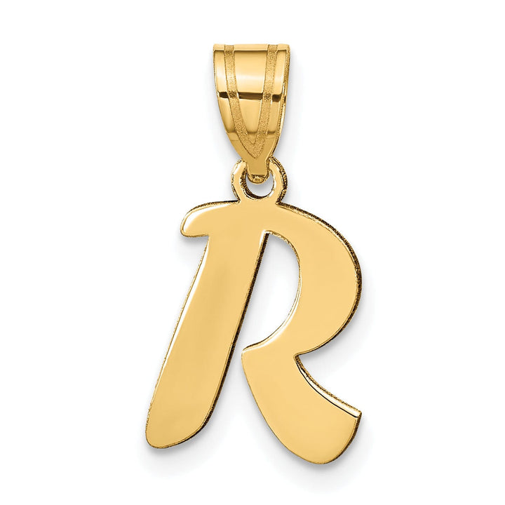 Lovely Rita's Pendants & Charms 14k Yellow Gold Polished Finish Script Design Letter R Initial Pendant