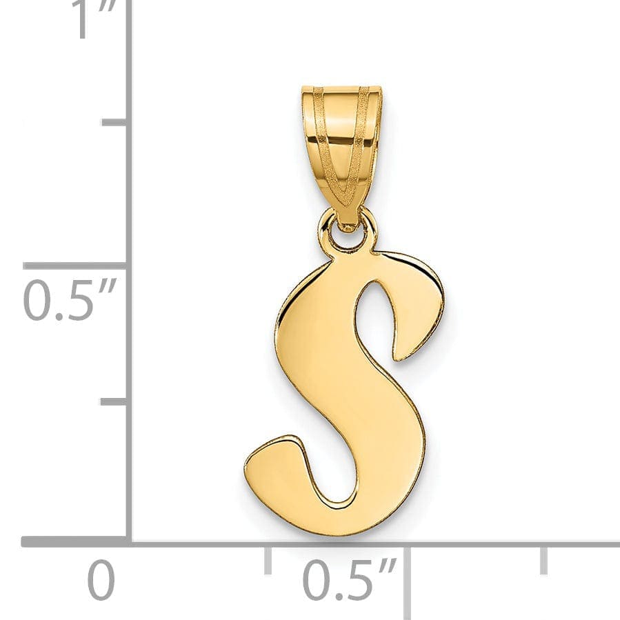 Lovely Rita's Pendants & Charms 14k Yellow Gold Polished Finish Script Design Letter S Initial Pendant