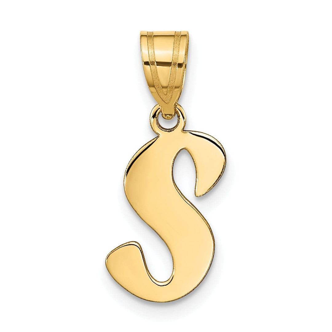 Lovely Rita's Pendants & Charms 14k Yellow Gold Polished Finish Script Design Letter S Initial Pendant