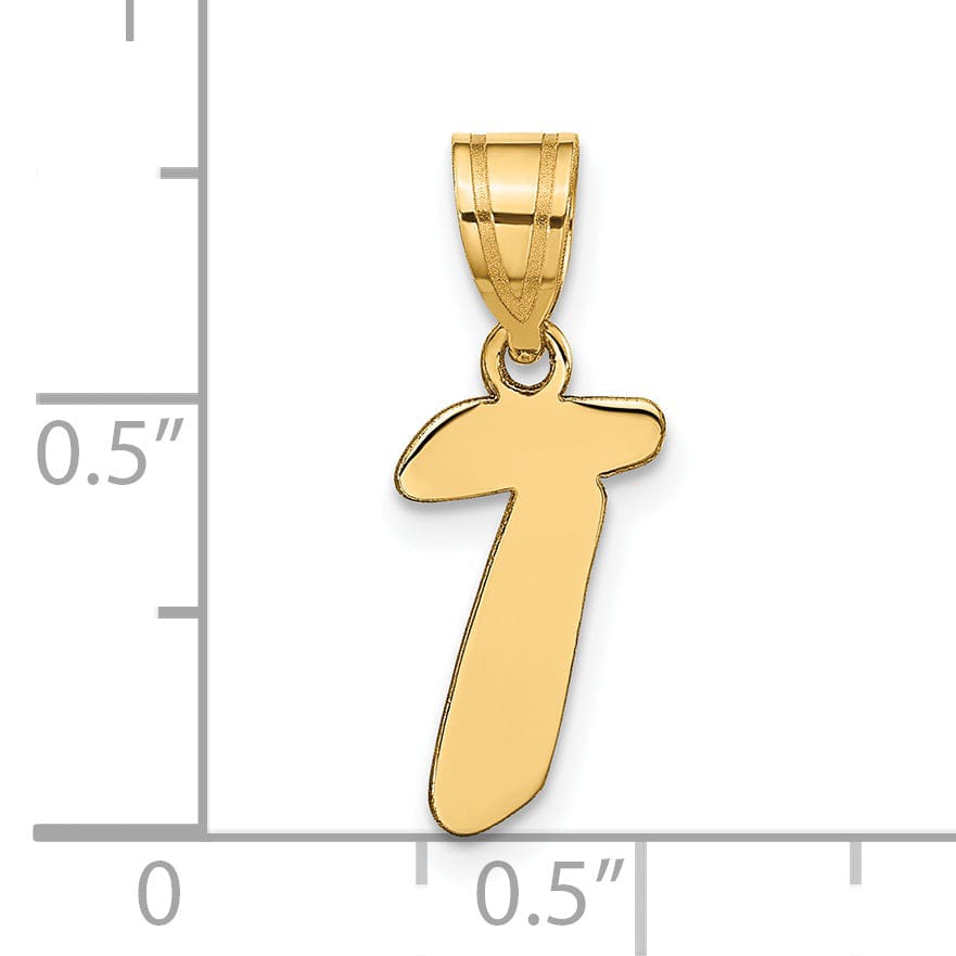 Lovely Rita's Pendants & Charms 14k Yellow Gold Polished Finish Script Design Letter T Initial Pendant