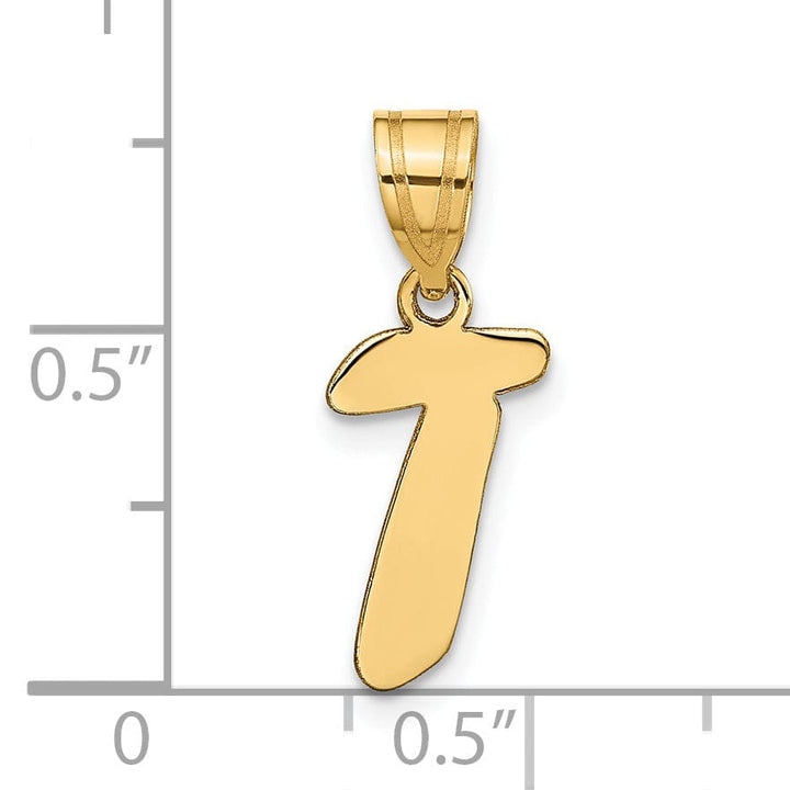 Lovely Rita's Pendants & Charms 14k Yellow Gold Polished Finish Script Design Letter T Initial Pendant