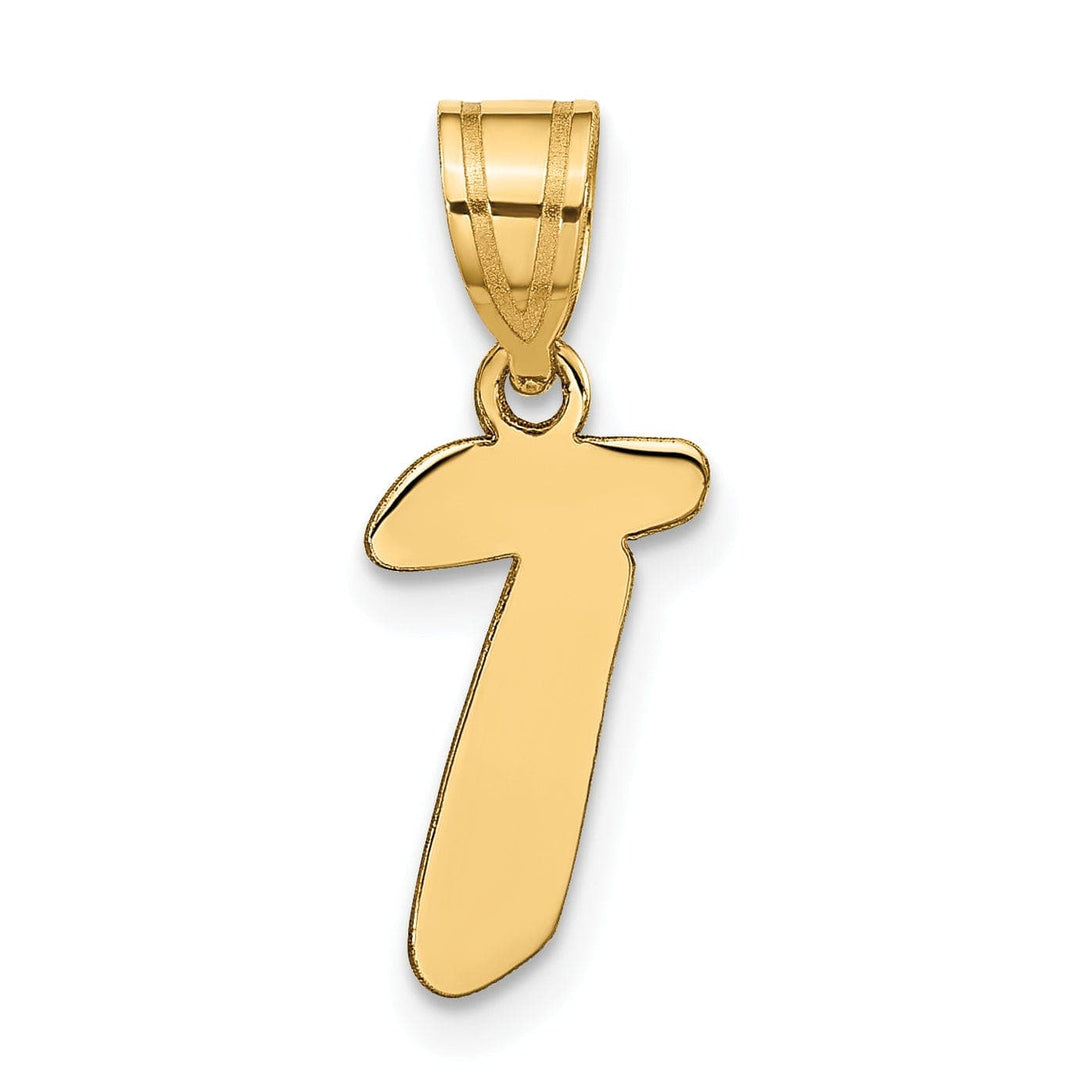 Lovely Rita's Pendants & Charms 14k Yellow Gold Polished Finish Script Design Letter T Initial Pendant