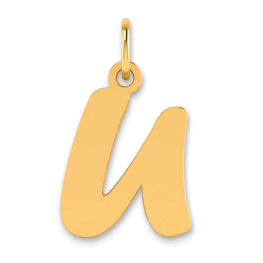 Lovely Rita's Pendants & Charms 14k Yellow Gold Polished Finish Script Design Letter U Initial Pendant