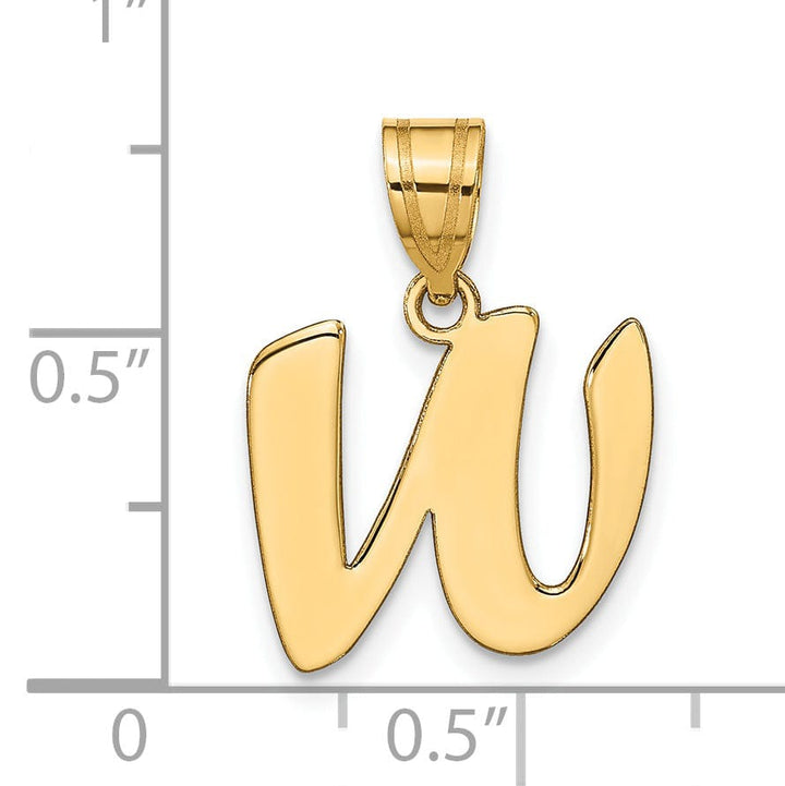 Lovely Rita's Pendants & Charms 14k Yellow Gold Polished Finish Script Design Letter W Initial Pendant