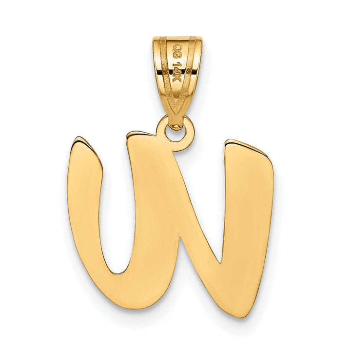 Lovely Rita's Pendants & Charms 14k Yellow Gold Polished Finish Script Design Letter W Initial Pendant