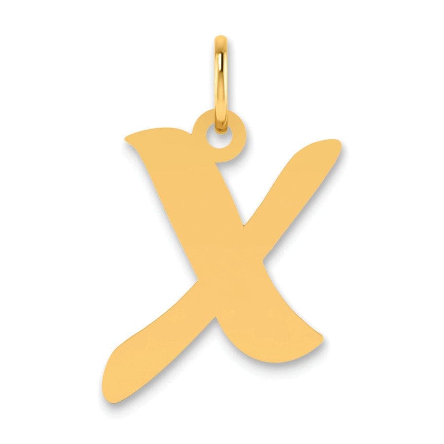 Lovely Rita's Pendants & Charms 14k Yellow Gold Polished Finish Script Design Letter X Initial Pendant