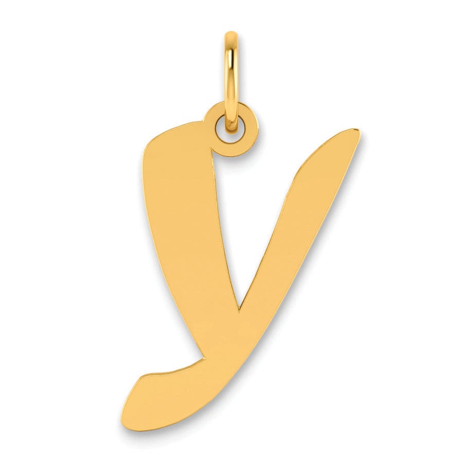 Lovely Rita's Pendants & Charms 14k Yellow Gold Polished Finish Script Design Letter Y Initial Pendant