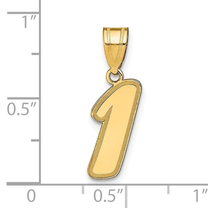 Lovely Rita's Pendants & Charms 14k Yellow Gold Polished Finish Script Design Number 1 Charm Pendant