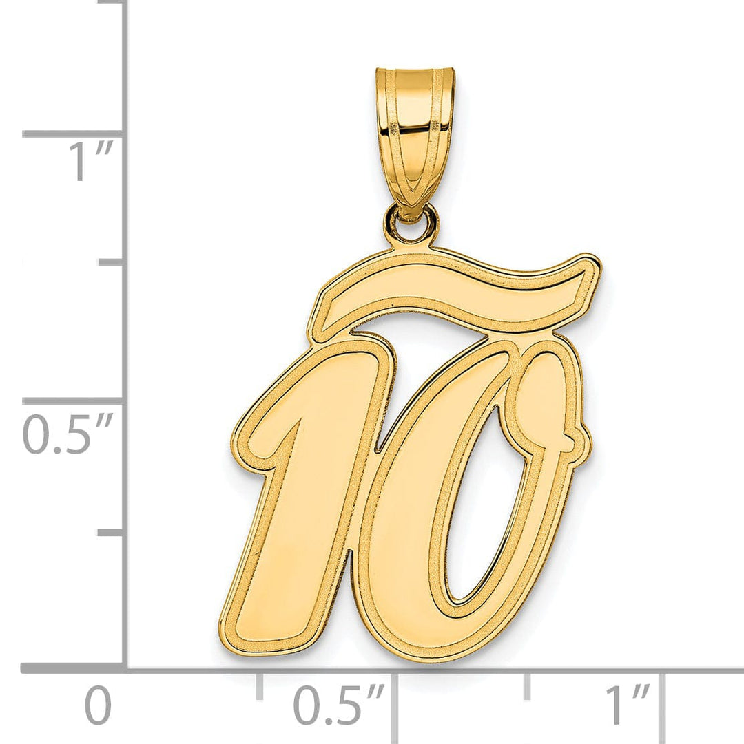 Lovely Rita's Pendants & Charms 14k Yellow Gold Polished Finish Script Design Number 10 Charm Pendant