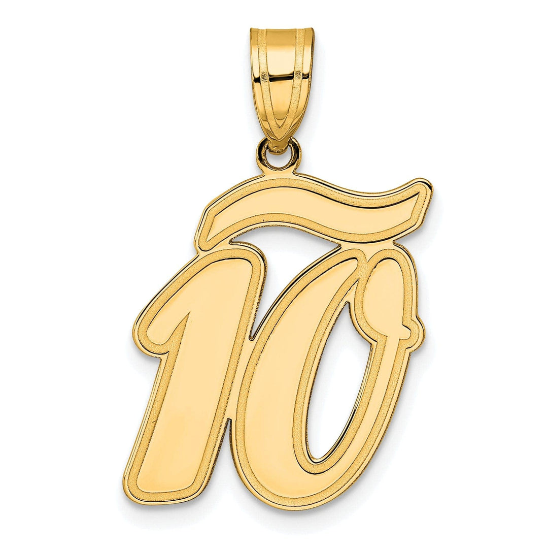 Lovely Rita's Pendants & Charms 14k Yellow Gold Polished Finish Script Design Number 10 Charm Pendant