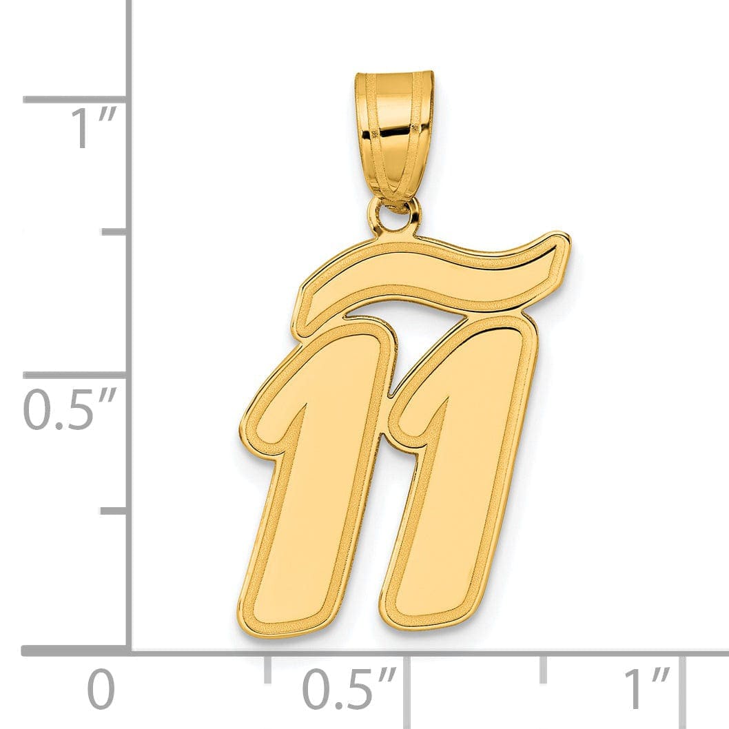 Lovely Rita's Pendants & Charms 14k Yellow Gold Polished Finish Script Design Number 11 Charm Pendant