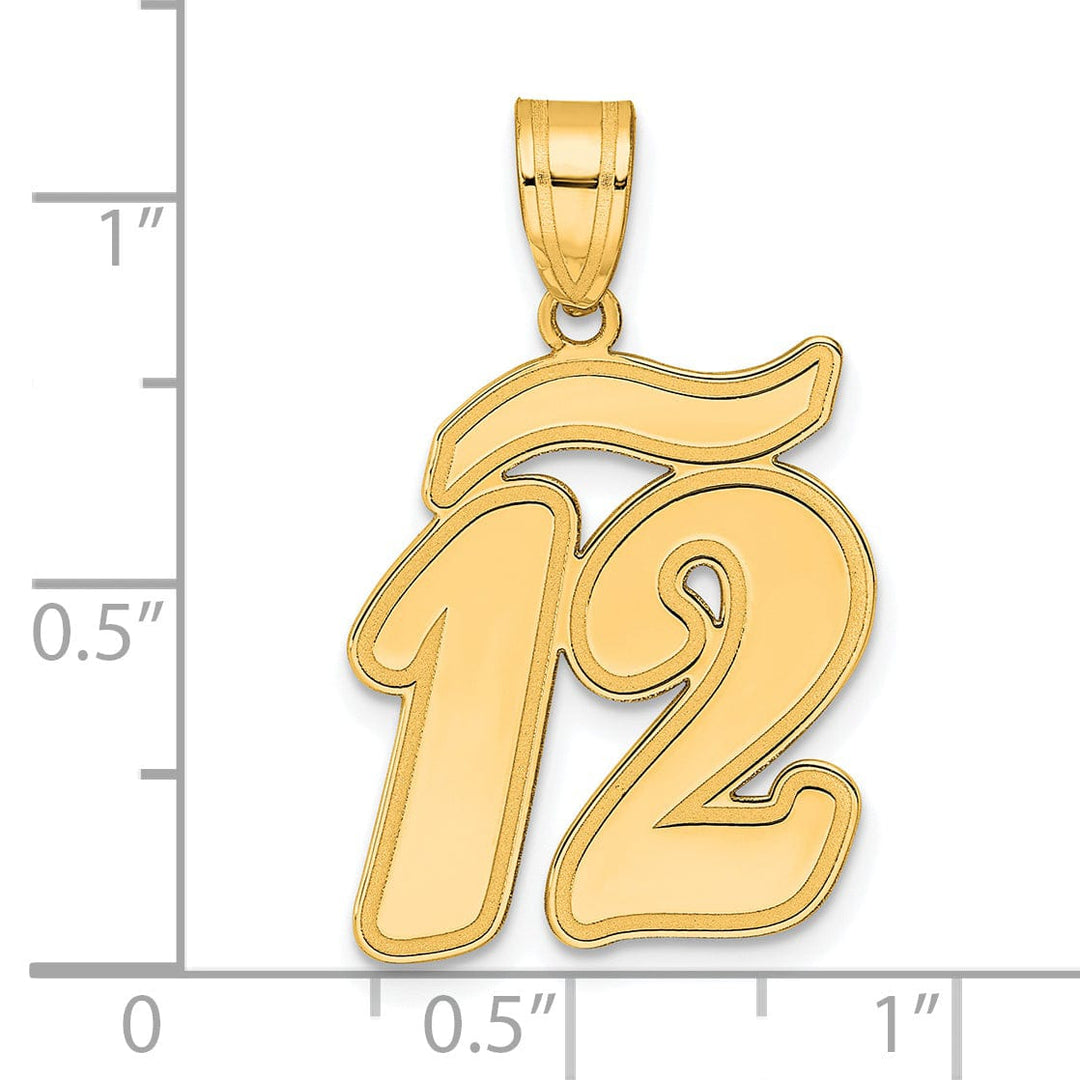 Lovely Rita's Pendants & Charms 14k Yellow Gold Polished Finish Script Design Number 12 Charm Pendant