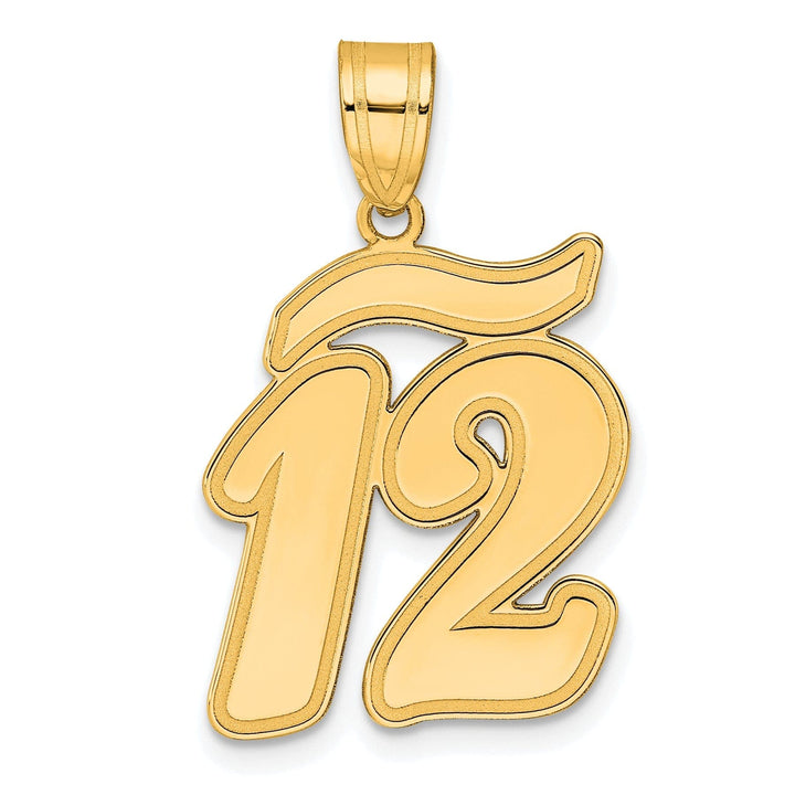 Lovely Rita's Pendants & Charms 14k Yellow Gold Polished Finish Script Design Number 12 Charm Pendant