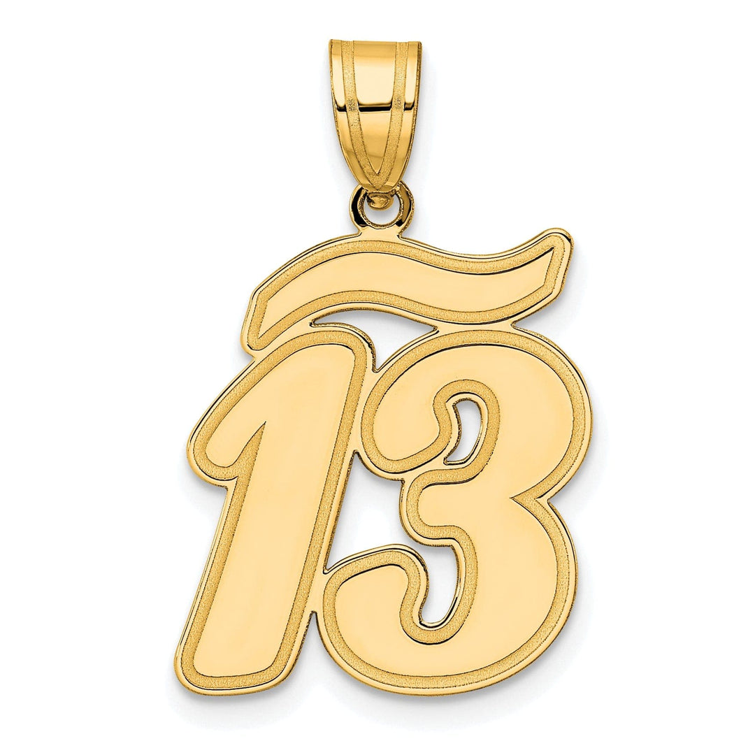 Lovely Rita's Pendants & Charms 14k Yellow Gold Polished Finish Script Design Number 13 Charm Pendant