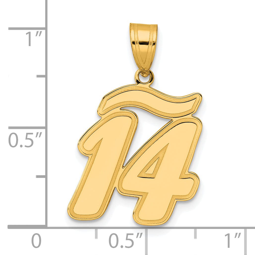 Lovely Rita's Pendants & Charms 14k Yellow Gold Polished Finish Script Design Number 14 Charm Pendant