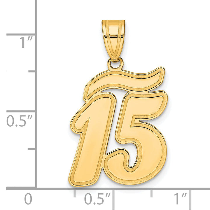 Lovely Rita's Pendants & Charms 14k Yellow Gold Polished Finish Script Design Number 15 Charm Pendant