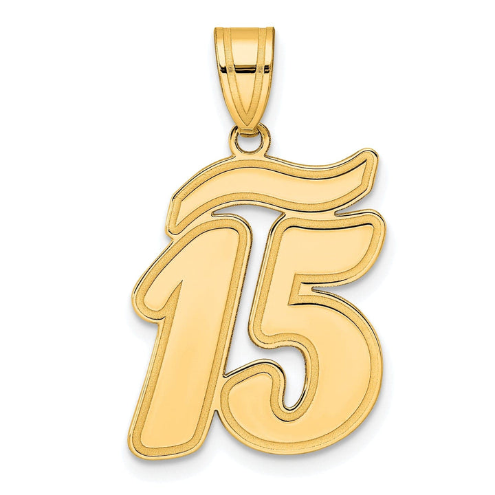 Lovely Rita's Pendants & Charms 14k Yellow Gold Polished Finish Script Design Number 15 Charm Pendant