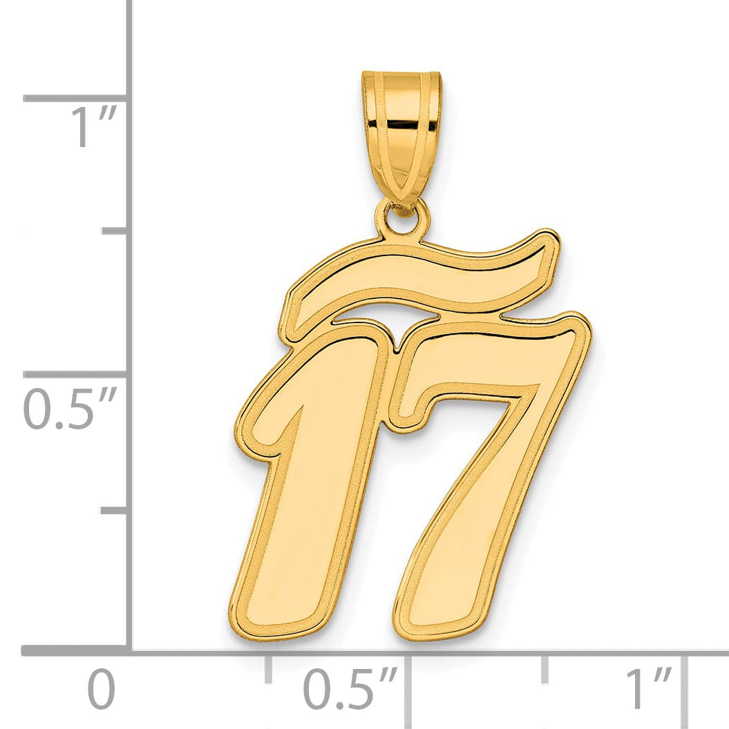 Lovely Rita's Pendants & Charms 14k Yellow Gold Polished Finish Script Design Number 17 Charm Pendant